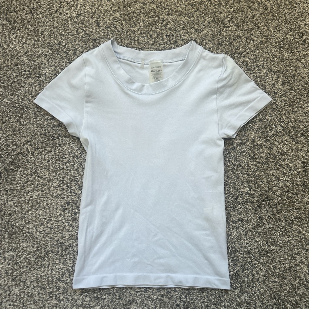 Light blue Aritzia athletic tee